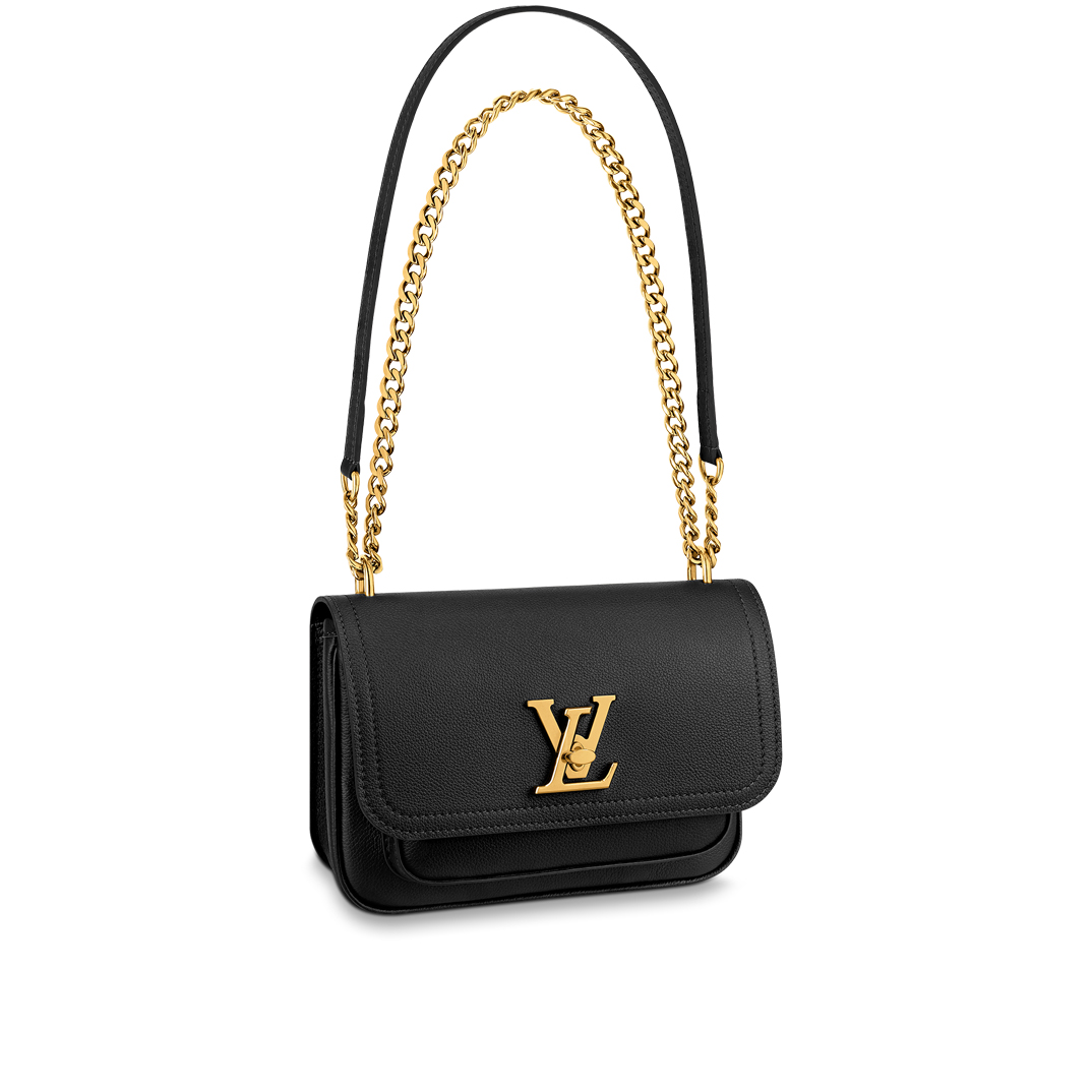 Louis Vuitton LOCKME CHAIN BAG Grained Leather Shoudler Bag M57073 Black